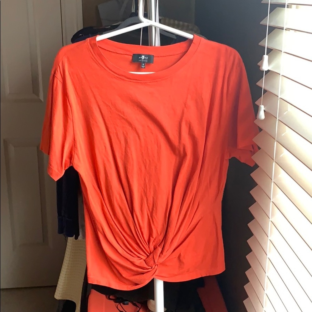 7 for all mankind orange scrunch tee.